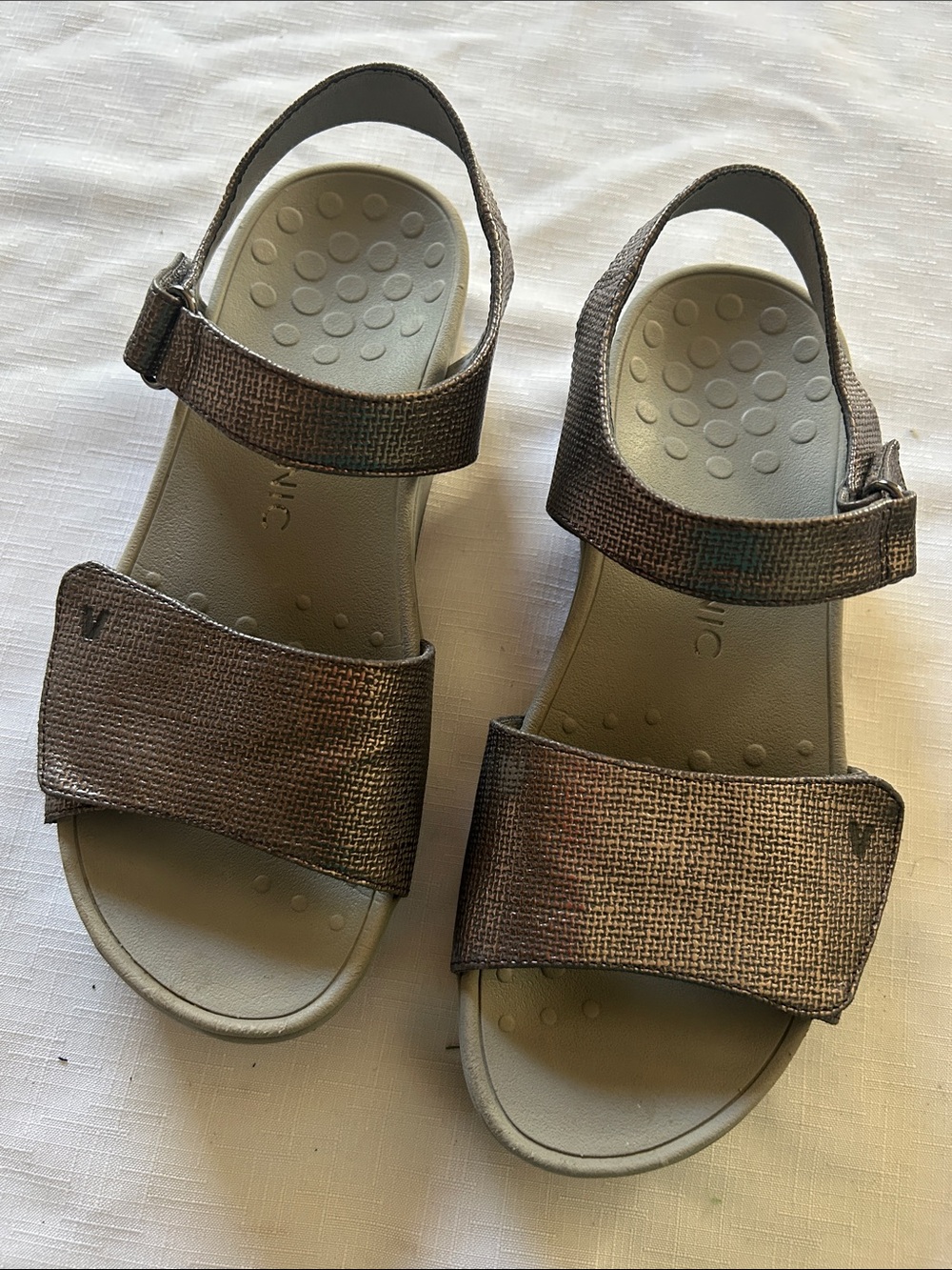 Vionic Metallic Bronze Adjustable Strap Sandals
